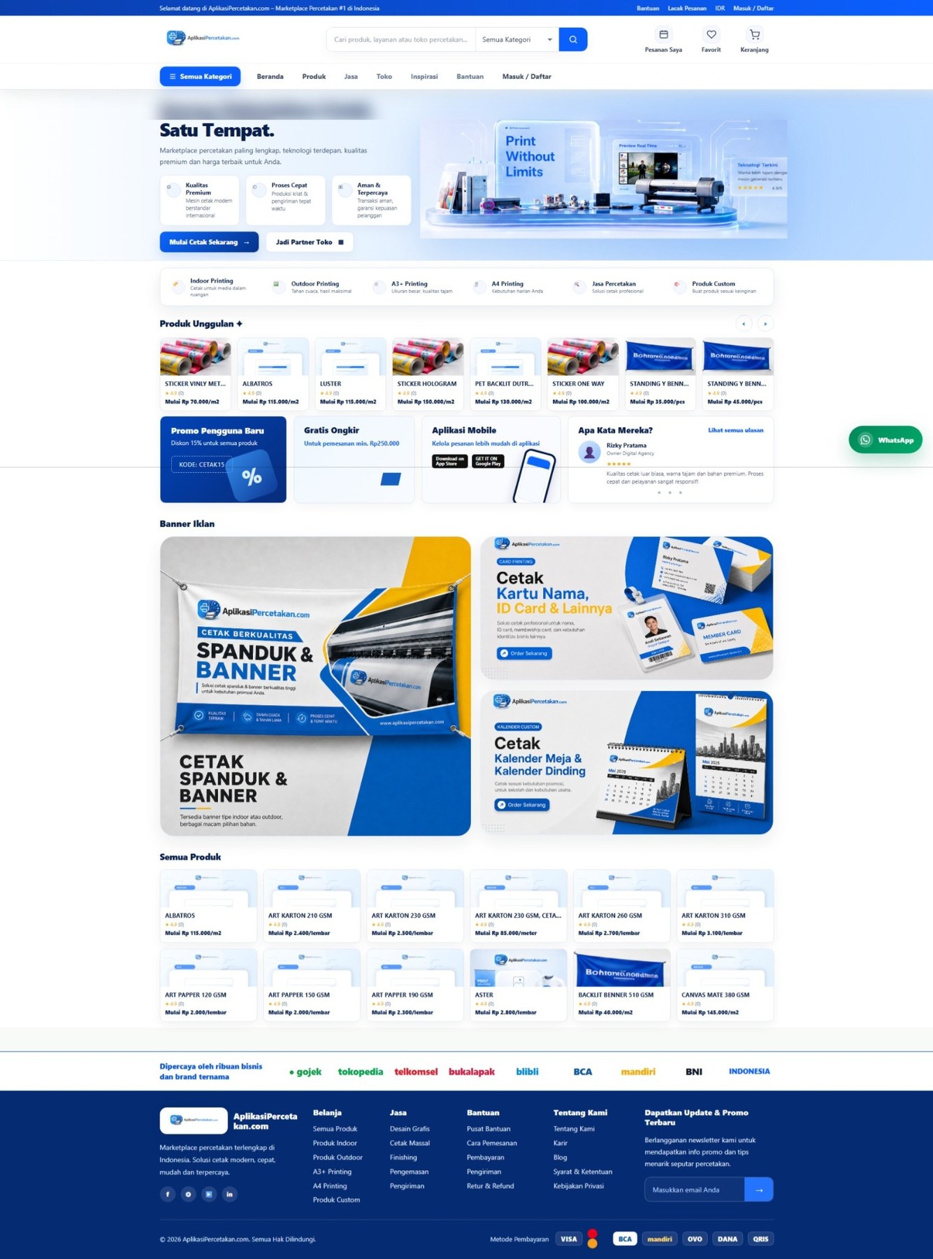 Mockup marketplace percetakan di smartphone