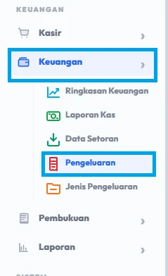 Buka menu Pengeluaran